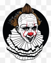 Clown Creepy Scary Horror Head Circus Vintage - Vektor Hitam Putih Art png