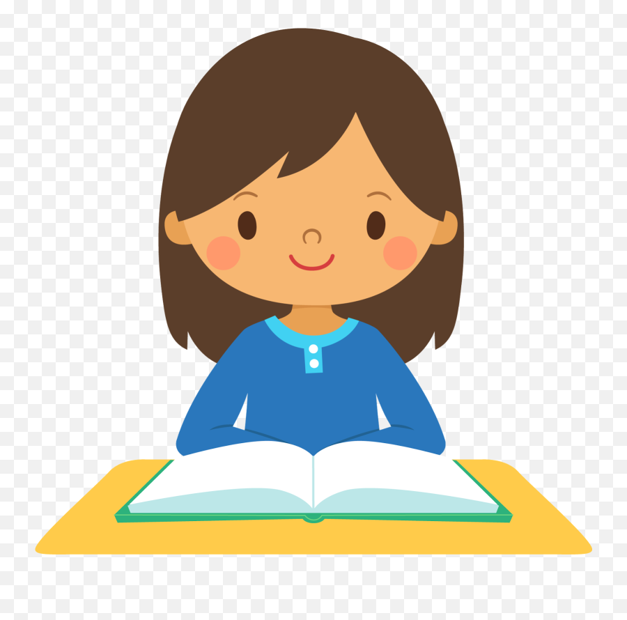 Download Free Png Girl Reading Book Clipart - Girl Student Clipart,Book Clipart Png