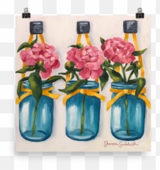 Art Print Pink Bottles - Garden Roses Png,Peonies Png