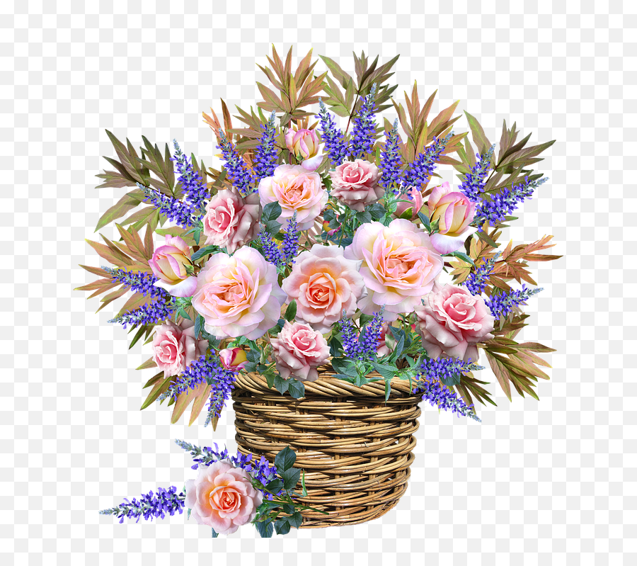 Download Hd Flowers Basket Arrangement Celebration - Png,Garden Flowers Png