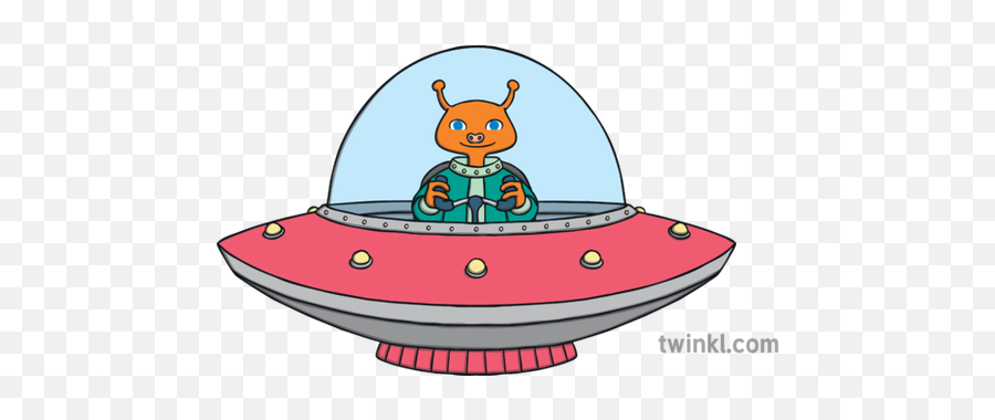 Alien In A Pink Space Ship Flying Saucer Ufo Eyfs Ks1 - Green Alien Flying Saucer Png,Ufo Transparent