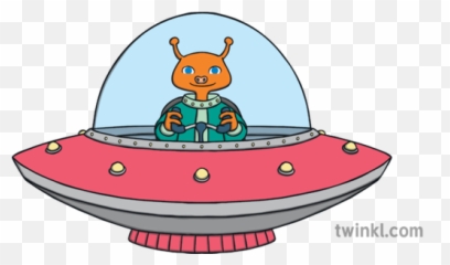 Alien In A Pink Space Ship Flying Saucer Ufo Eyfs Ks1 - Green Alien Flying Saucer Png,Ufo Transparent