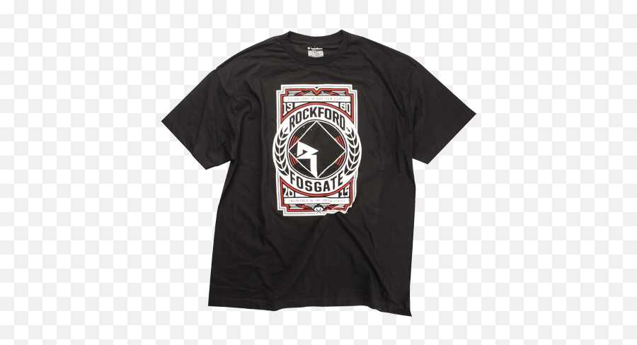 Black T - Shirt W Red And White Graphic Xl Black Tshirt Short Sleeve Png,Rockford Fosgate Logo