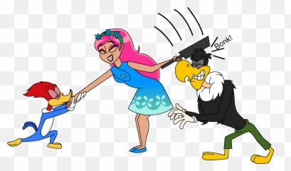 Woody Kisses Kristina As Human Poppy - Woodpecker And Buzz Buzzard png