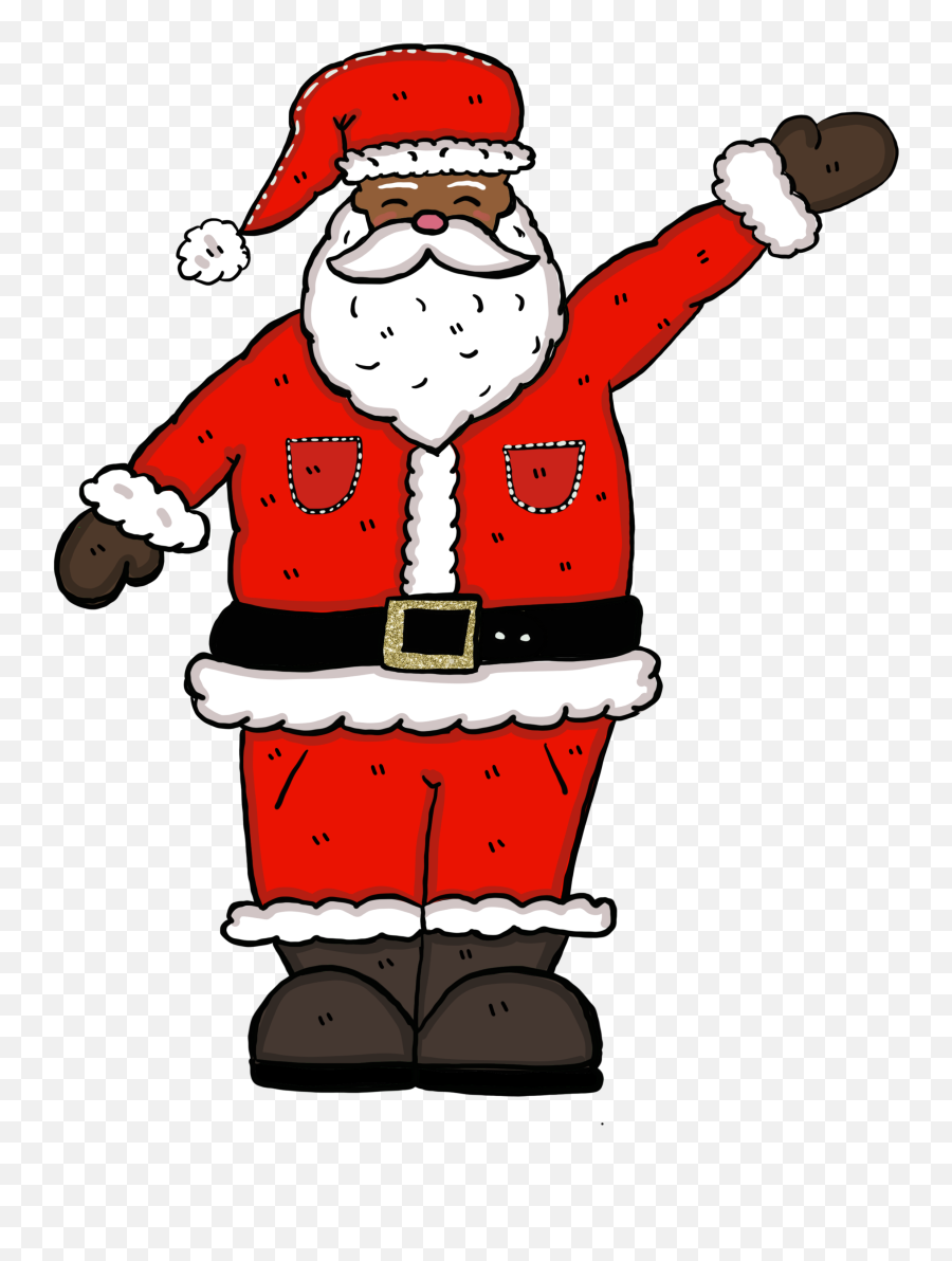 Christmas Holiday Happy Man Drawing - Clipart African American Santa Claus Png,Happy Holiday Png