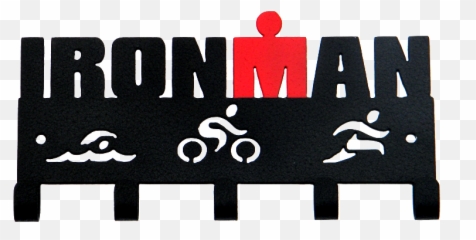 Ironman With Red M - Dot Logo and Cutouts Medal Display Man Triathlon png