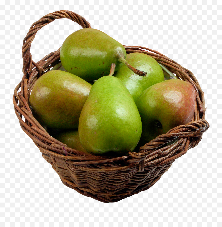 Green Pears In Basket Png Image - Pear Basket Png,Basket Png