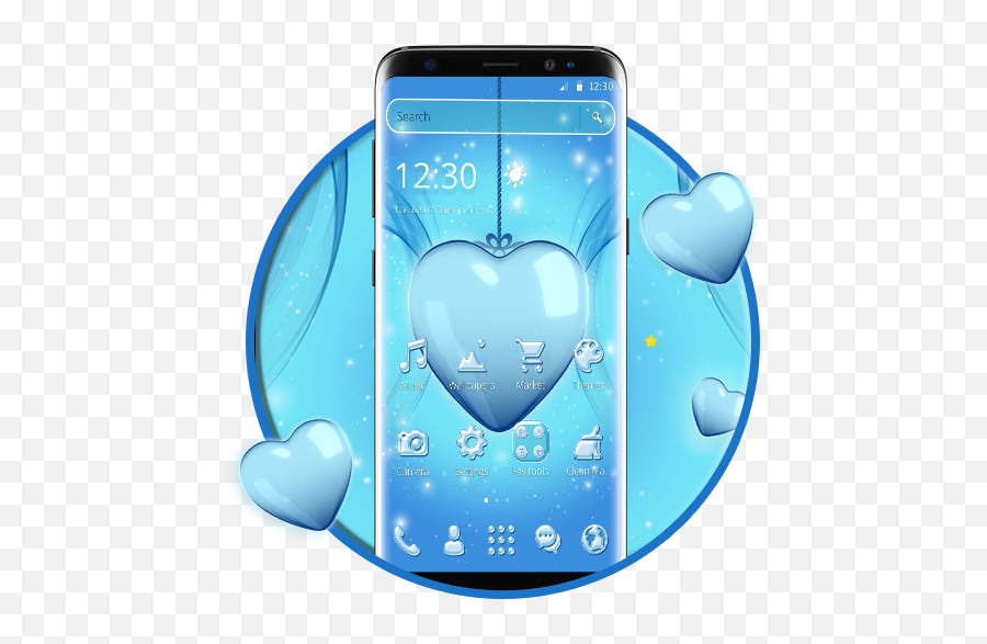 Amazoncom Crystal Blue Heart 2d Theme Appstore For Android - Smartphone Png,Blue Heart Transparent