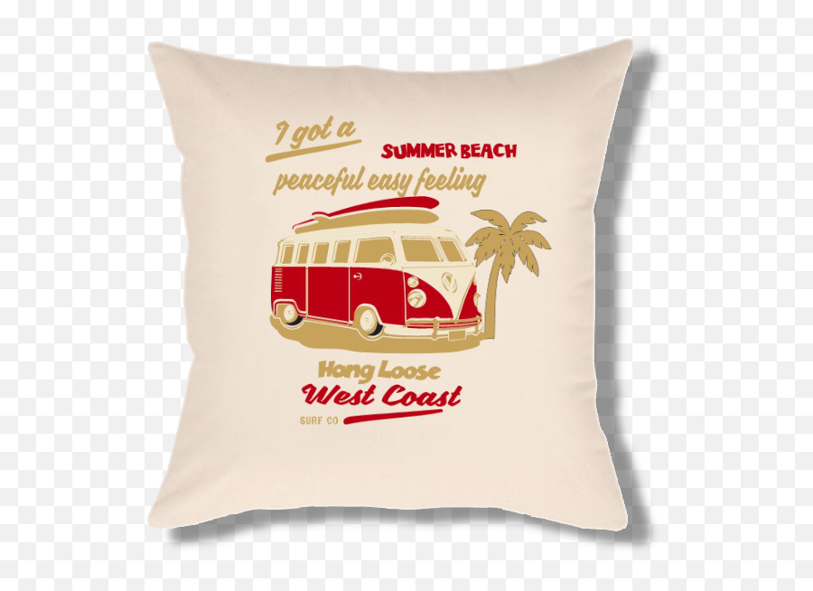 Surfing Surfboard Palm Tree Summer I Got A Peaceful Easy Feeling Throw Cushion - Decorative Png,Hang Loose Icon