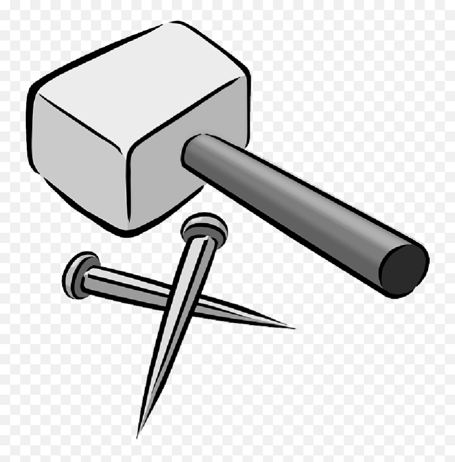 Outline Drawing Cartoon Tools Hammer Nail Free - Hammer And Nails Animated Png,Mallet Png