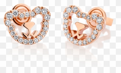 18k Pink Gold Bear Diamond Earrings - Earrings Png,Diamond Earring Png