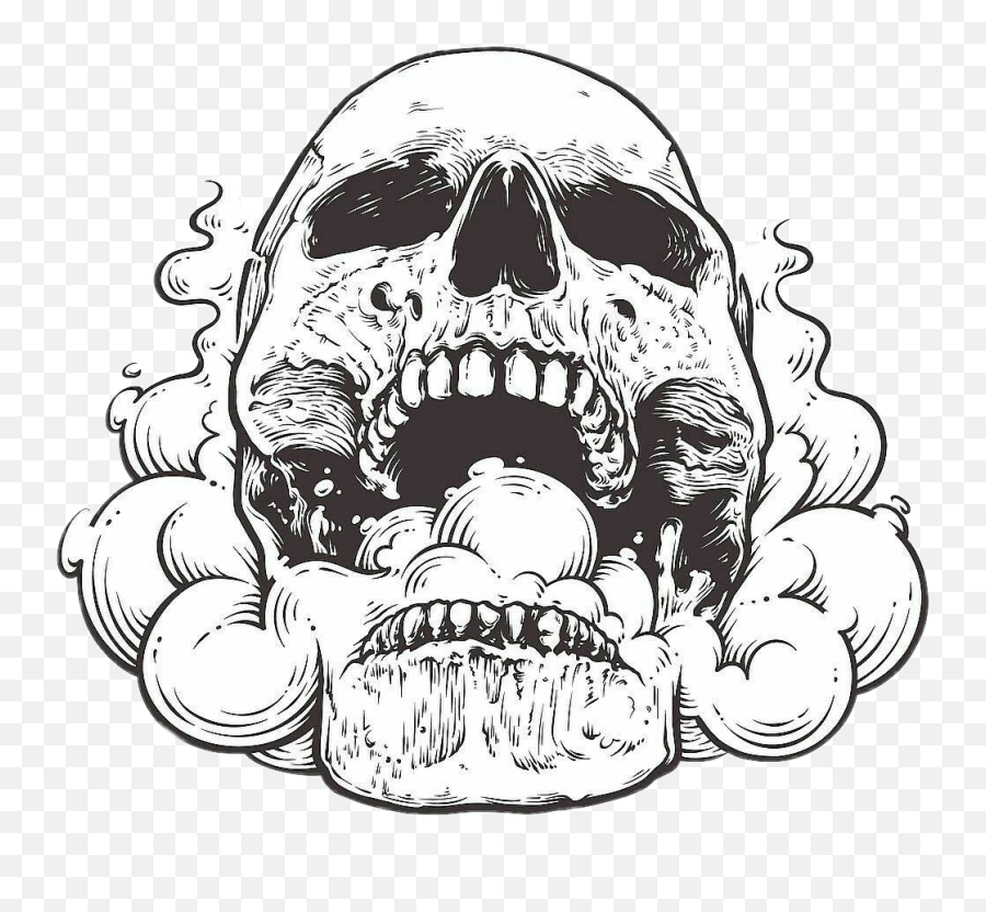 Dark Smoke Png - Skull With Mouth Open Drawing,Dark Smoke Png