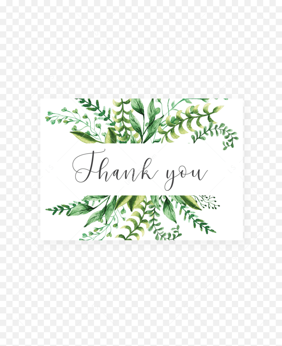 Thank You Cards Printable Watercolor Greenery - Printable Thank You Note Png,Watercolor Greenery Png