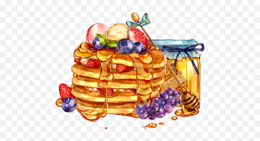 Download Pancakes With Fruit U0026 Honey - Drawing Full Size Pancake Png,Pancakes Transparent