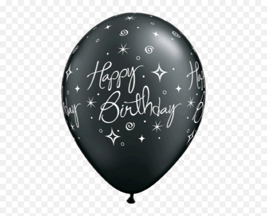 Download Birthday Elegant Sparkles And Swirls 11r Black - White Happy Birthday Balloons Png,Silver Balloons Png
