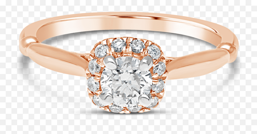 Propose Tonight 14k Rose Gold Princess Diamond Halo And Accent Gallery Engagement Ring - Diamond Ring With Rose Gold Accent Png,Engagement Ring Png