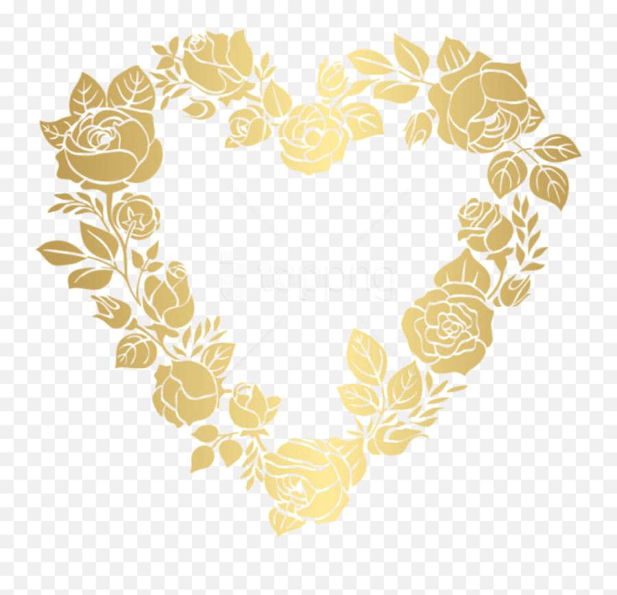 Download Hd Free Png Floral Golden Heart Border - Border Heart Design Frame,Golden Frame Png