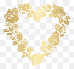Download Hd Free Png Floral Golden Heart Border - Design Frame