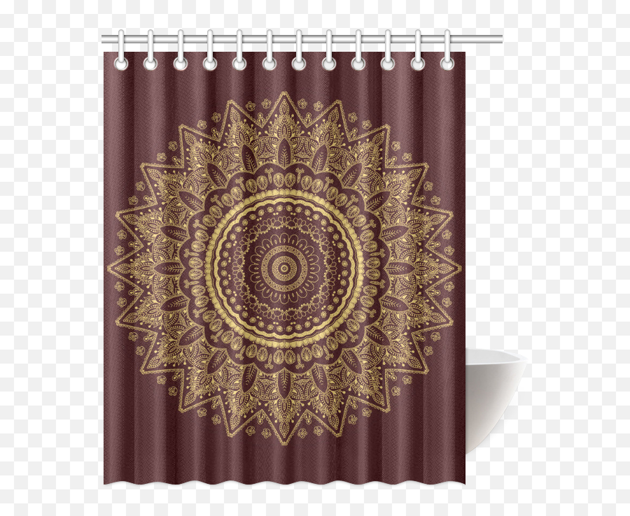 Download Mandala In Gold And Royal Red Shower Curtain - Red Buffalo Plaid Shower Curtain Png,Bathroom Png
