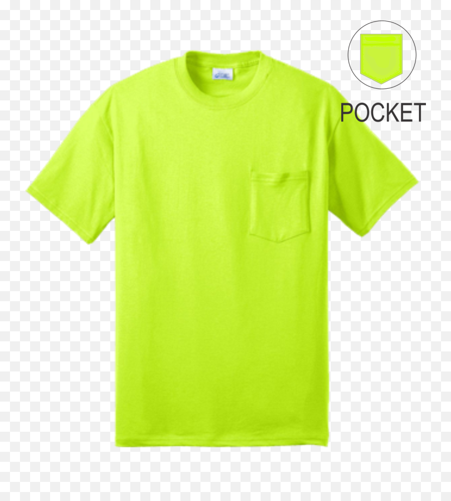 Safety Green Short Sleeve T - Shirt With Pocket 5050 Cottonpoly Preshrunk Custom Printing Available Png,Green Shirt Png