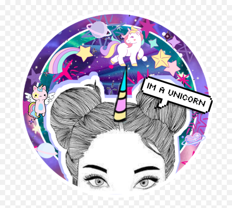 Unicorn Icon Sticker - Cool Half Face Sketches Png,Unicorn Icon For Facebook