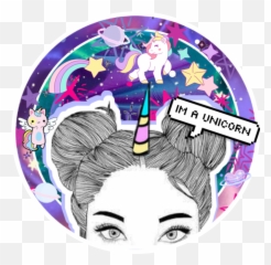 Unicorn Icon Sticker - Cool Half Face Sketches png