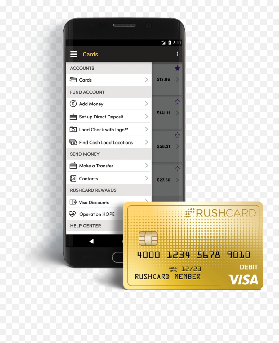 Online And Mobile Banking Debit Card Rushcard - Vertical Png,Mobile Icon For Visiting Card Png