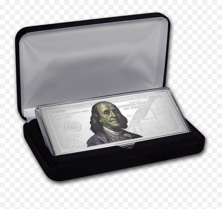 2019 100 Dollar Bill 4 Oz999 Silver Colorized Gift Box Coa 14888 - United States Bill Png,Hundred Dollar Bill Png
