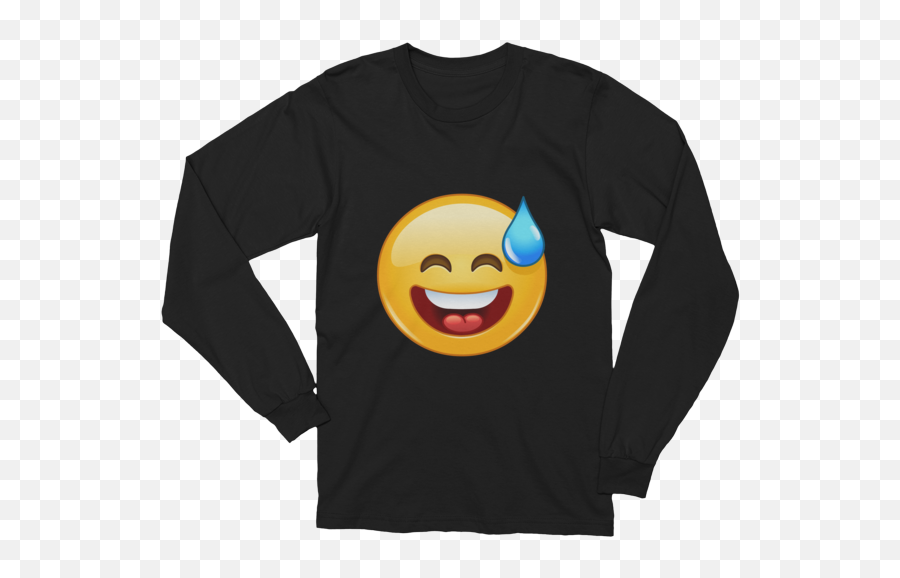 Unisex Smiling Emoji With Open Mouth And Cold Sweat Long Sleeve T - Shirt Kaytranada Bubba Merch Png,Sweat Emoji Png