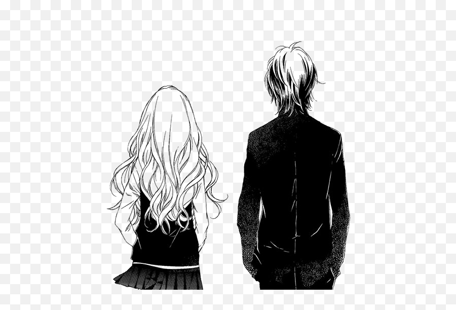 Sad Couple Transparent Png Mart - Anime Couple Black And White,Sad Girl Png  - free transparent png images 