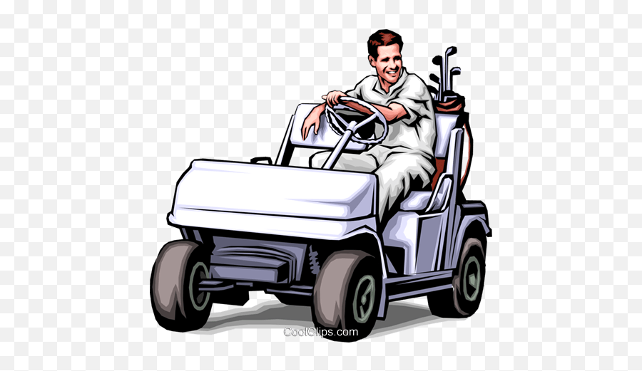 Golfer In Golf Cart Royalty Free Vector Clip Art - Man On Golf Cart Png,Golfer Transparent