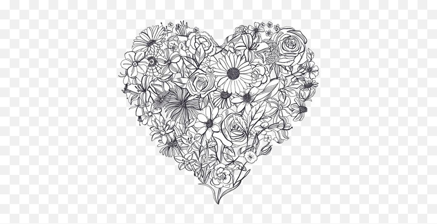 Flowers Heart Tumblr Sticker - Flowers In A Heart Drawing Png,Transparent Flower Drawing Tumblr