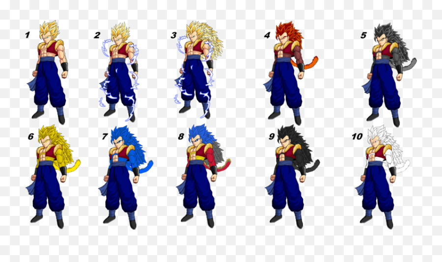 Gogetto Ssj 1 - 10 Oc Super Saiyan Levels Know Your Meme Dragon Ball Heroes Dragon Ball Absalon Png,Goku And Vegeta Png
