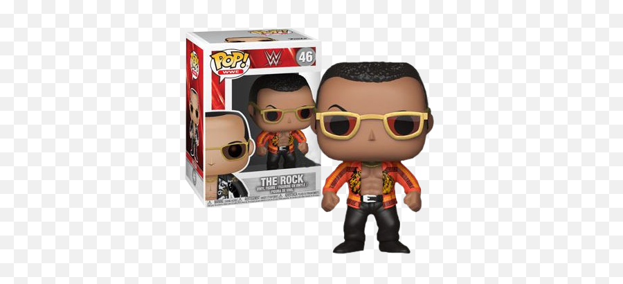 Funko Pop Wwe Season 6 - The Rock Old School With Chase 46 Wwe Funko Pop The Rock Png,Trish Stratus Png