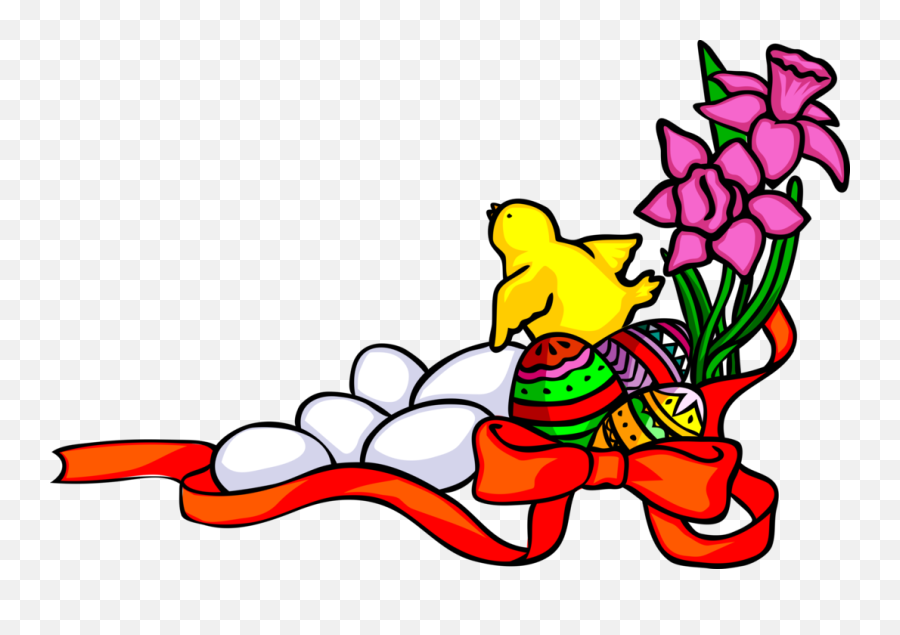 Easter Background With Eggs And Chick Royalty Free Vector - Vector Graphics Png,Easter Background Png