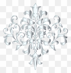 Png Silver Damask Design No Background - Transparent