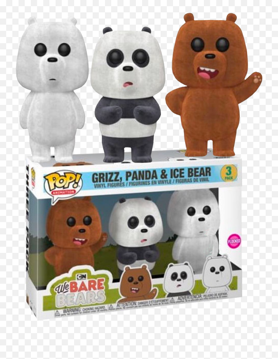 We Bare Bears - Ice Bear Grizz U0026 Panda Flocked Us Exclusive Pop Vinyl Figure 3pack We Bare Bears Funko Pop Png,We Bare Bears Png