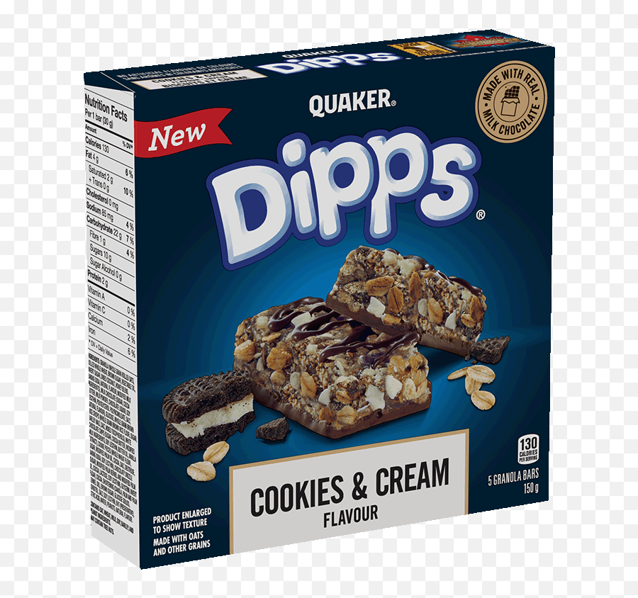 Quaker Dipps Cookies U0026 Cream Flavour Granola Bars - Quaker Cookies And Cream Granola Bars Png,Cookies And Cream Png