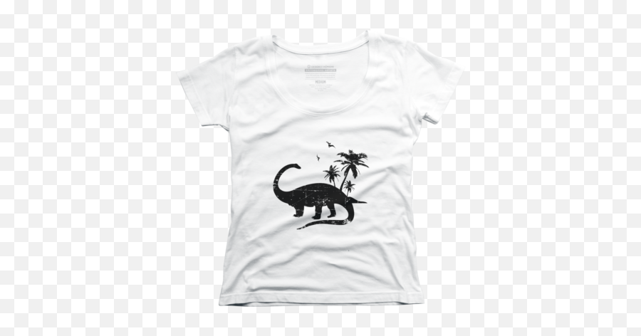 White Dinosaur Womenu0027s Scoop Neck T Shirts Design By - Dachshund T Shirt Png,Yee Dinosaur Png