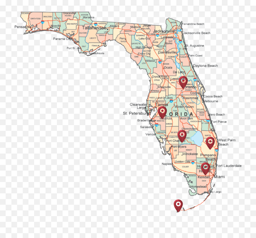 Download Flmed - 1 Florida State On A Map Png Image With No Map Of Florida Cities,Florida Map Png