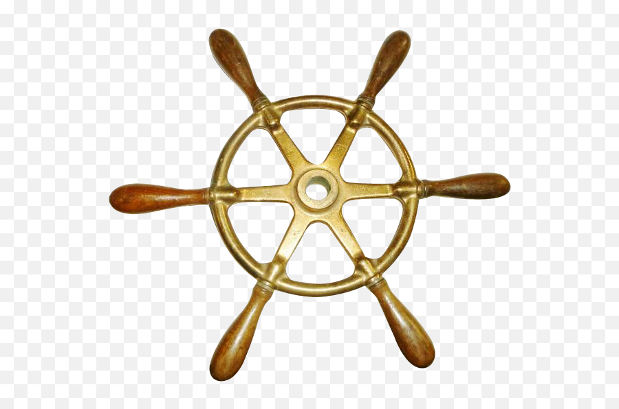 Antique Bronze Ships Wheel With 6 - Bronze Ship Wheel Png,Ship Wheel Png