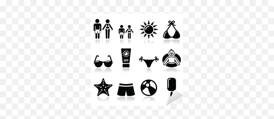 Sticker Summer Beach Holidays Vector Icons Set - Pixersus Cun Block Cliparte Black And White Png,Ing Icon
