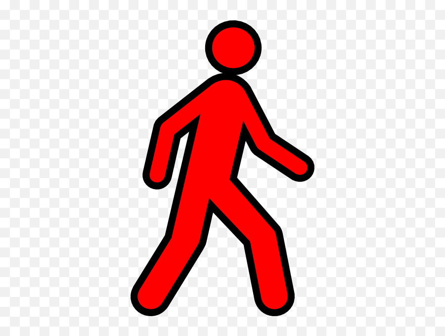 Red Walking Man With Black Outline Clip Art - Outline Person Person Walking Clipart Png,Person Outline Png