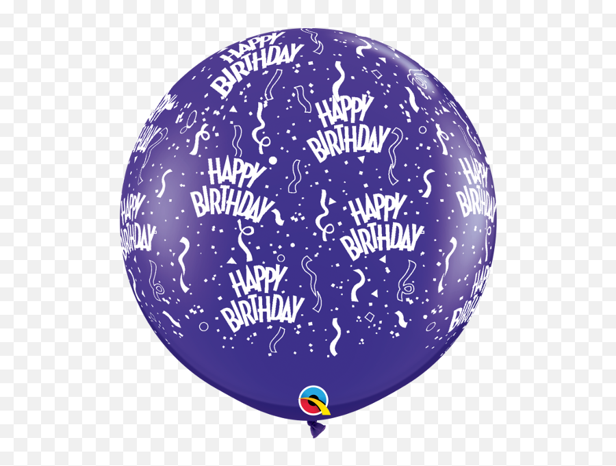 Happy Birthday Print Jewel Quartz Purple 3 Ft Balloons - Sphere Png,Purple Balloons Png
