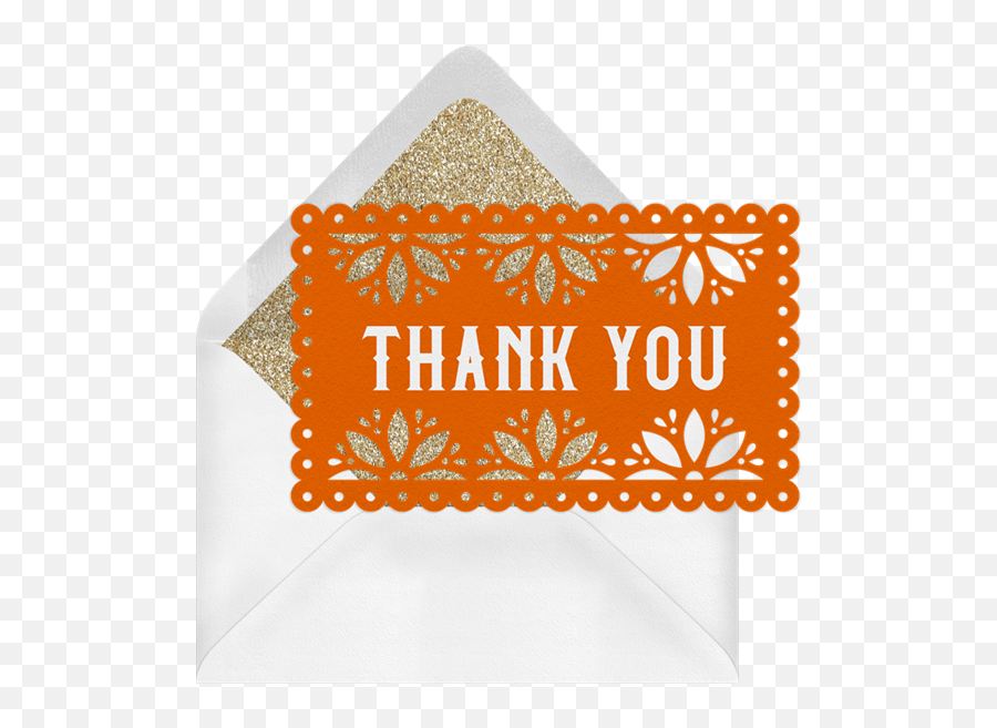 Classic Papel Picado Thank You Notes In Orange Greenvelopecom Png