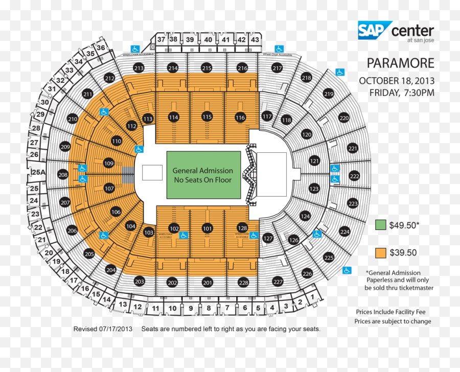 Paramore Sap Center - Seat Number Sap Center Seating Chart Png,Paramore Logo Transparent