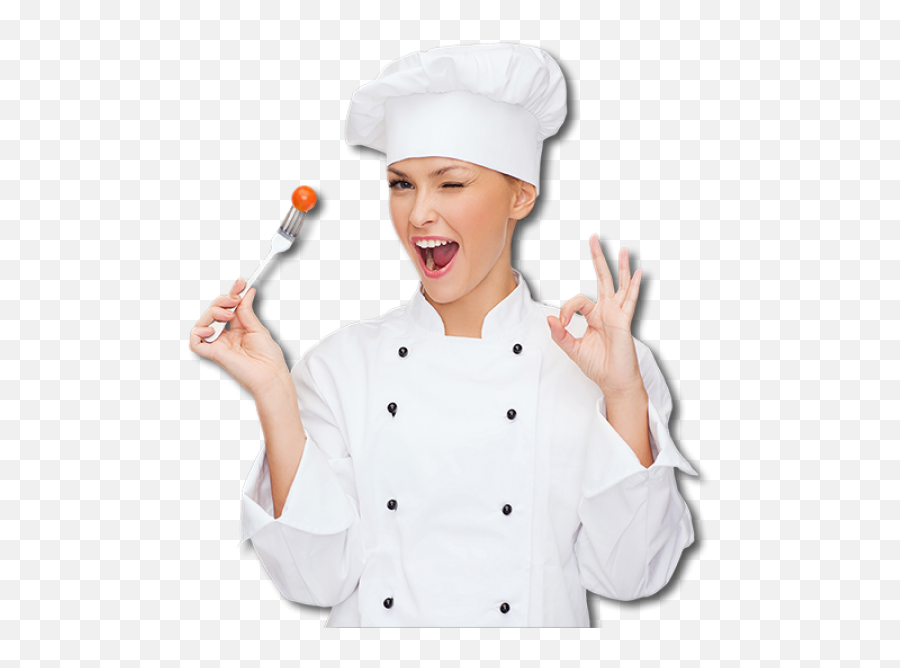 Lady chef. Повар. Девушка повар. Повар на белом фоне. Повар выглядывает.
