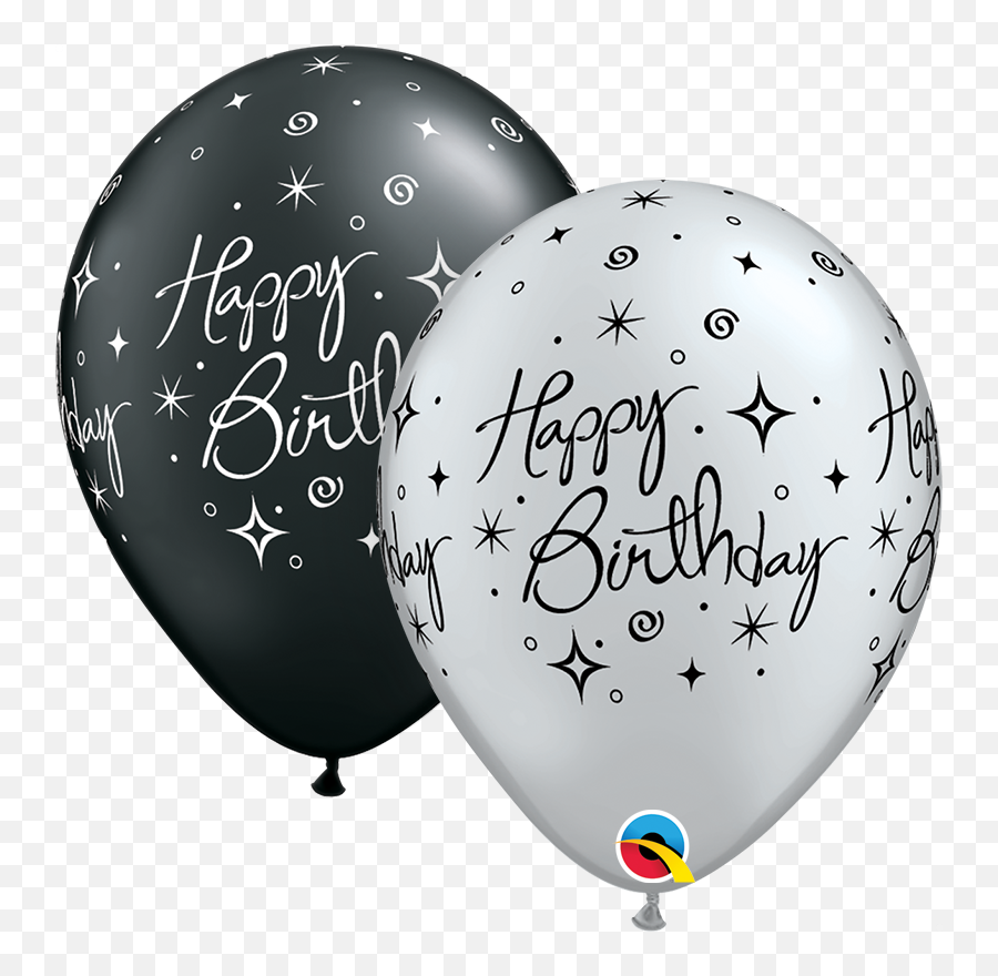 Silver Bday Elegant Sparkles - Happy Birthday Single Balloons Png,White Balloons Png