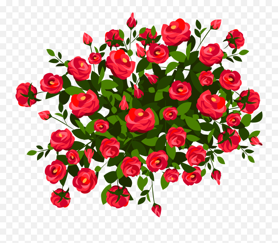 Clipart Flowers Bush Transparent Free - Flower Bushes Clipart Png,Cartoon Rose Png