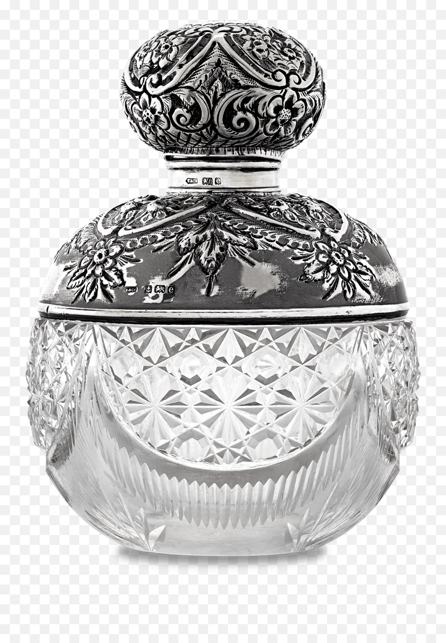 Birmingham Silver And Cut Glass Perfume Bottle - Perfume Png,Perfume Bottle Png